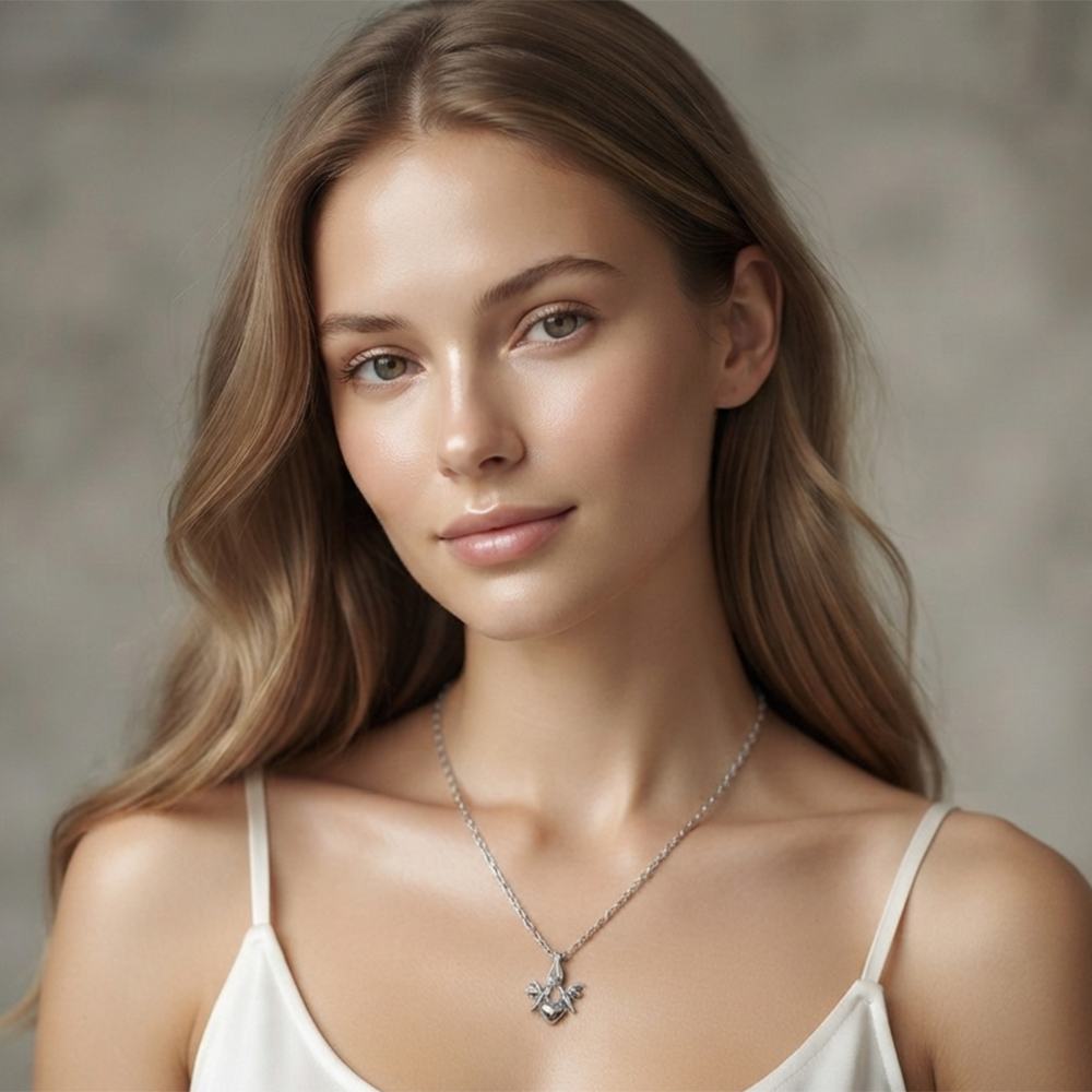 The99Jewel Casual Silver Plated Heart  With Birds Shape Pendant Chain for Women