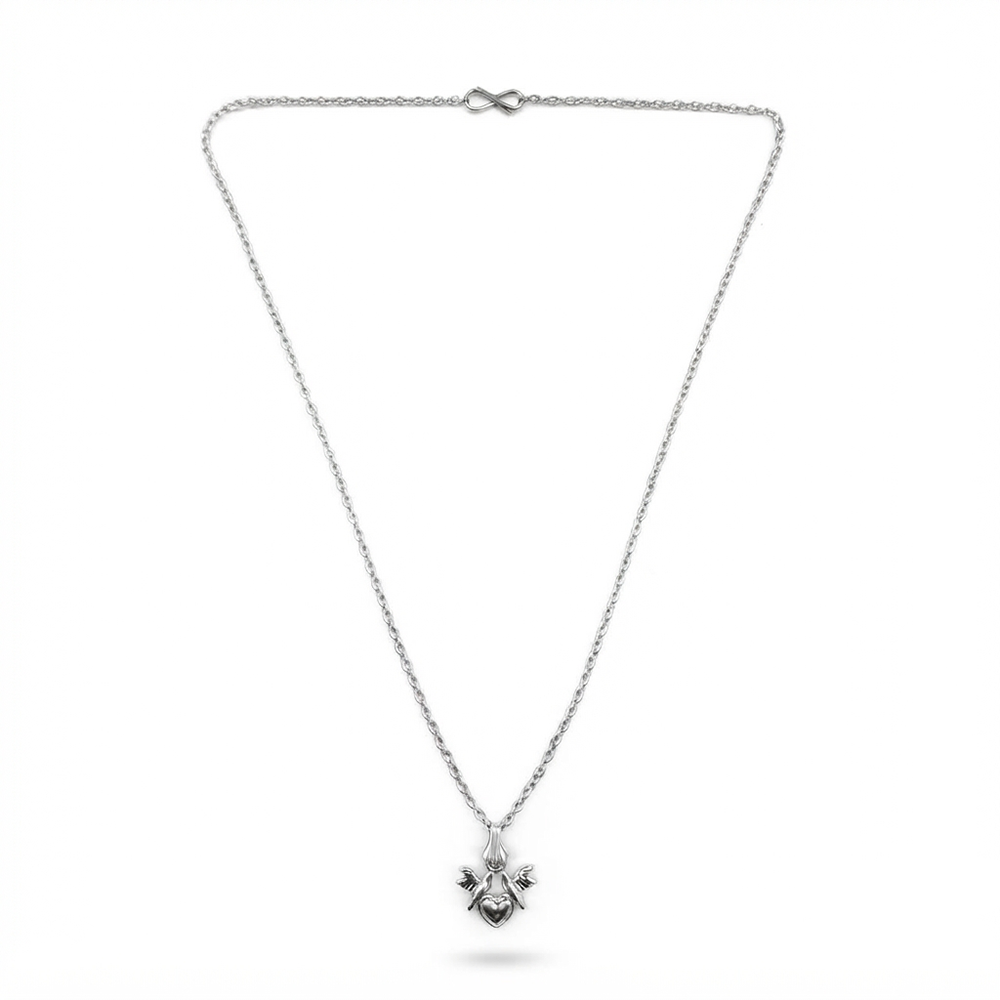 The99Jewel Casual Silver Plated Heart  With Birds Shape Pendant Chain for Women