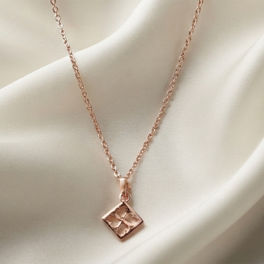 The99Jewel Casual Rose Gold Plated Leaf Clover Shape Pendant Chain for Women