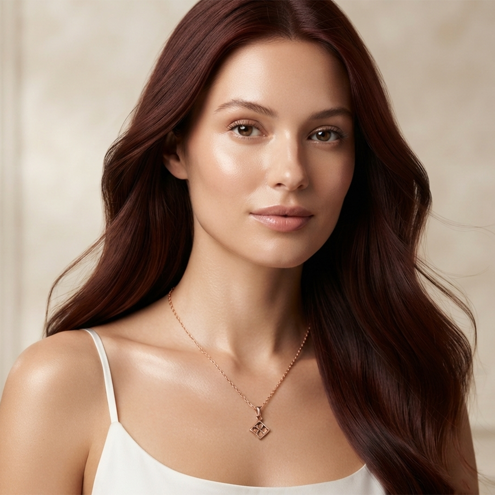 The99Jewel Casual Rose Gold Plated Leaf Clover Shape Pendant Chain for Women