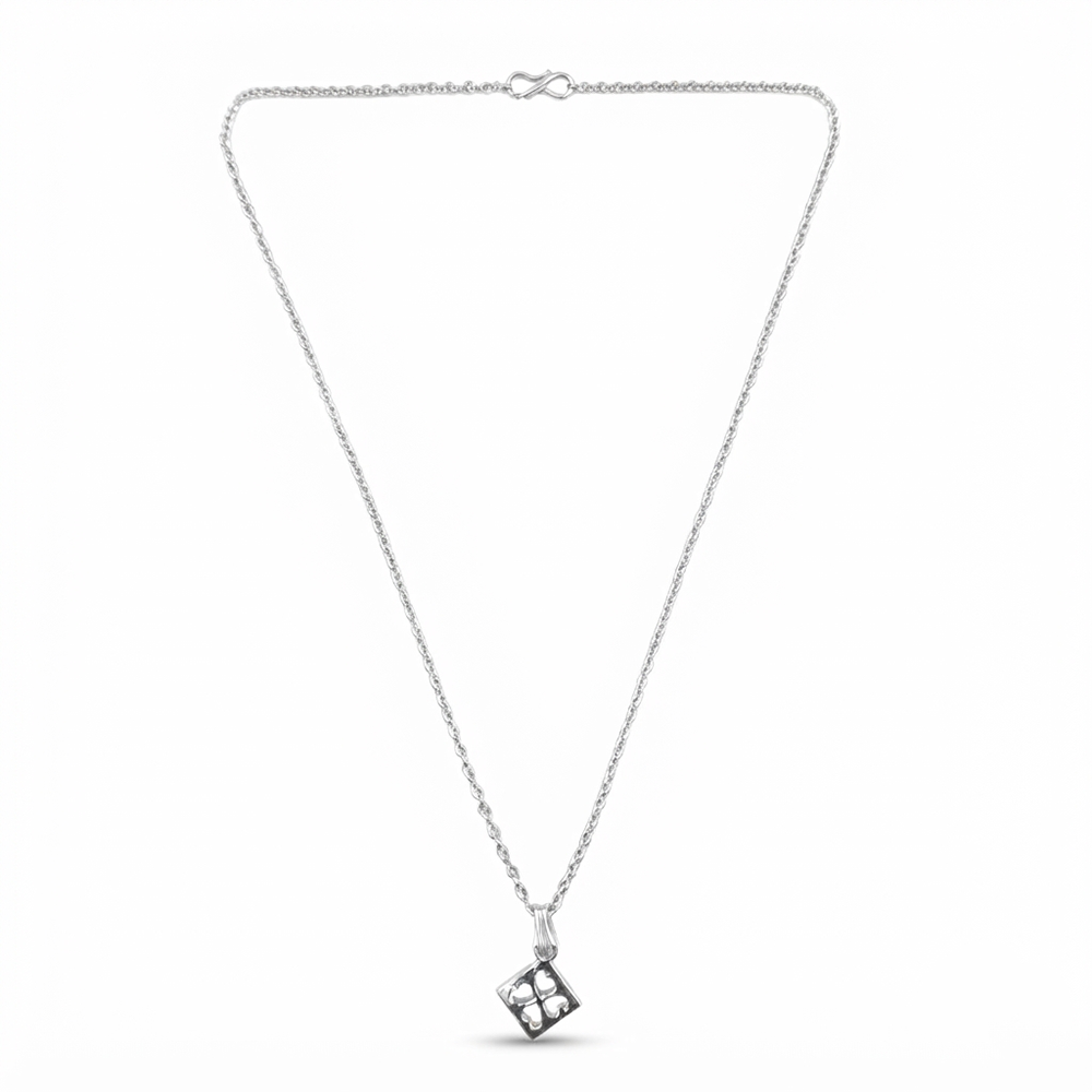 The99Jewel Casual Silver Plated Leaf Clover Shape Pendant Chain for Women
