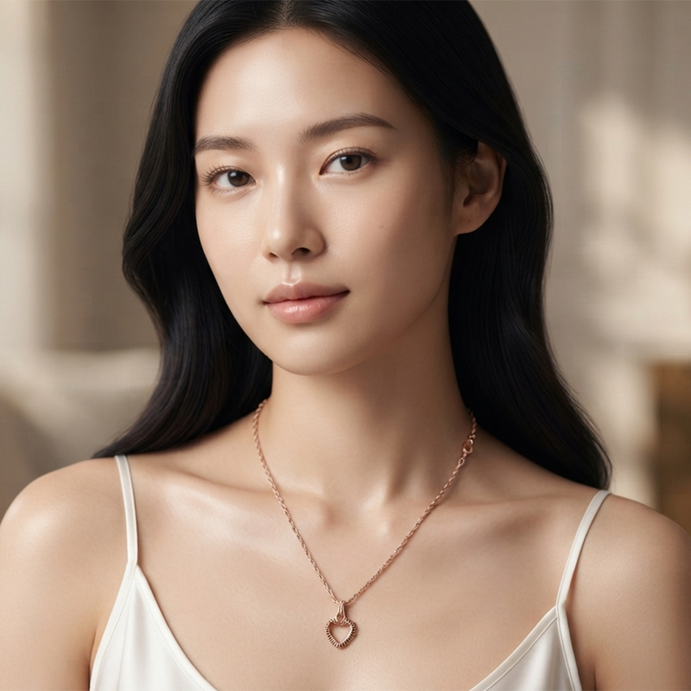 The99Jewel Casual Rose Gold Plated Heart Shape Pendant Chain for Women