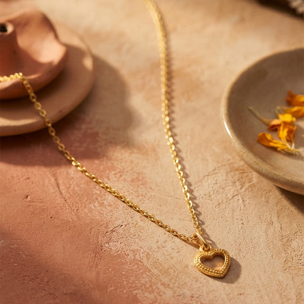 The99Jewel Modern Gold Plated Heart Shape Chain Pendant for Women 