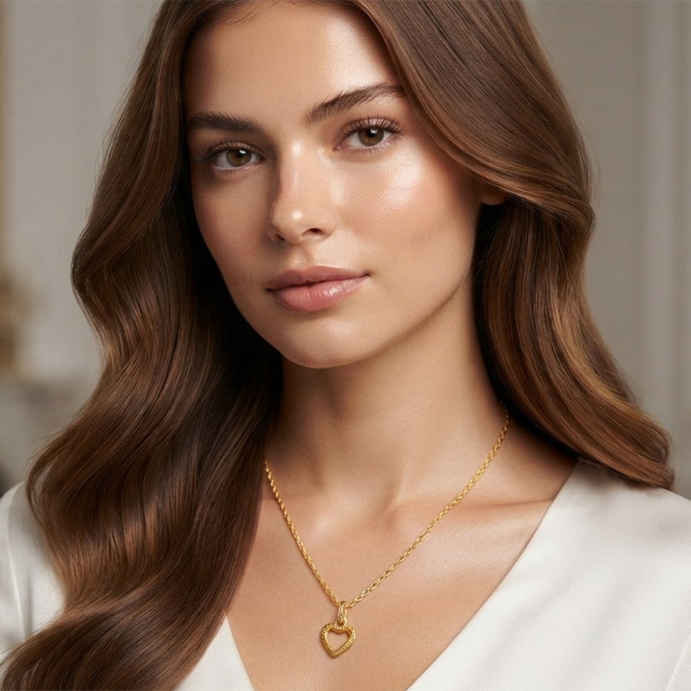 The99Jewel Modern Gold Plated Heart Shape Chain Pendant for Women