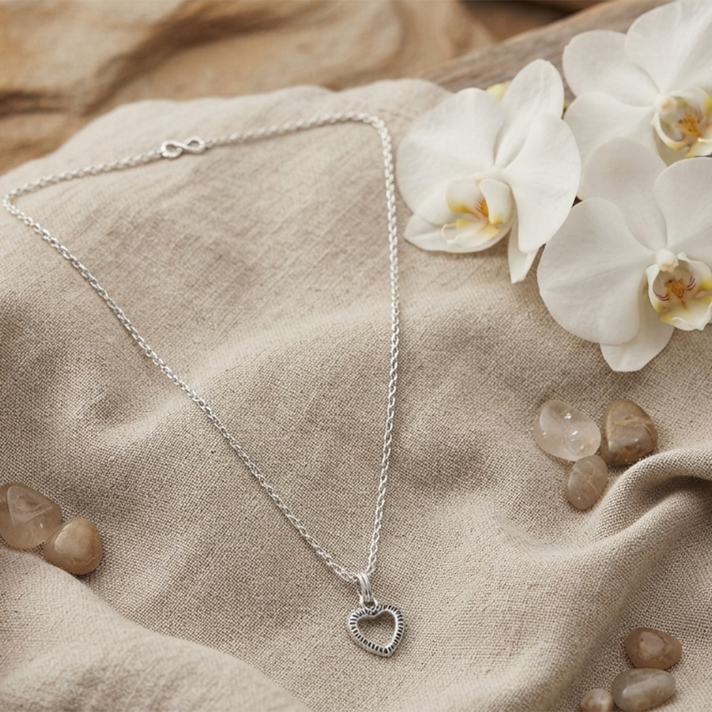 The99Jewel Casual Silver Plated Heart Shape Pendant Chain for Women