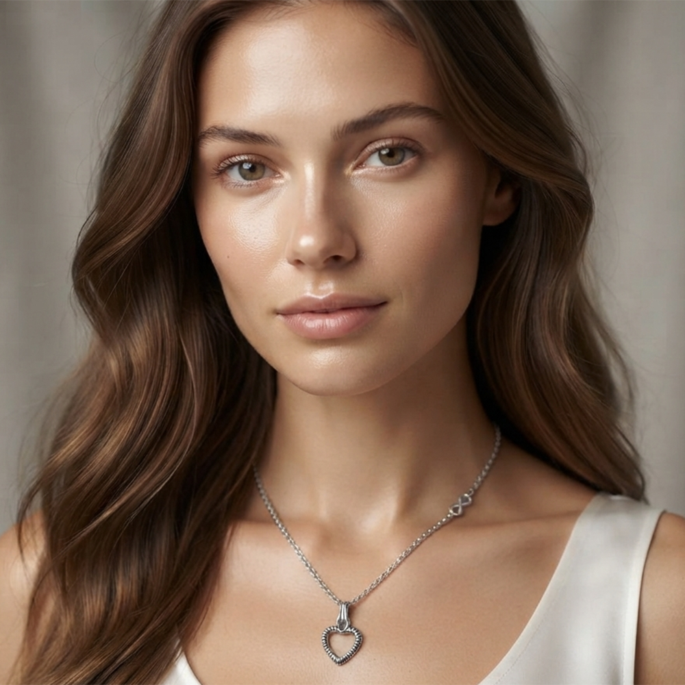 The99Jewel Casual Silver Plated Heart Shape Pendant Chain for Women