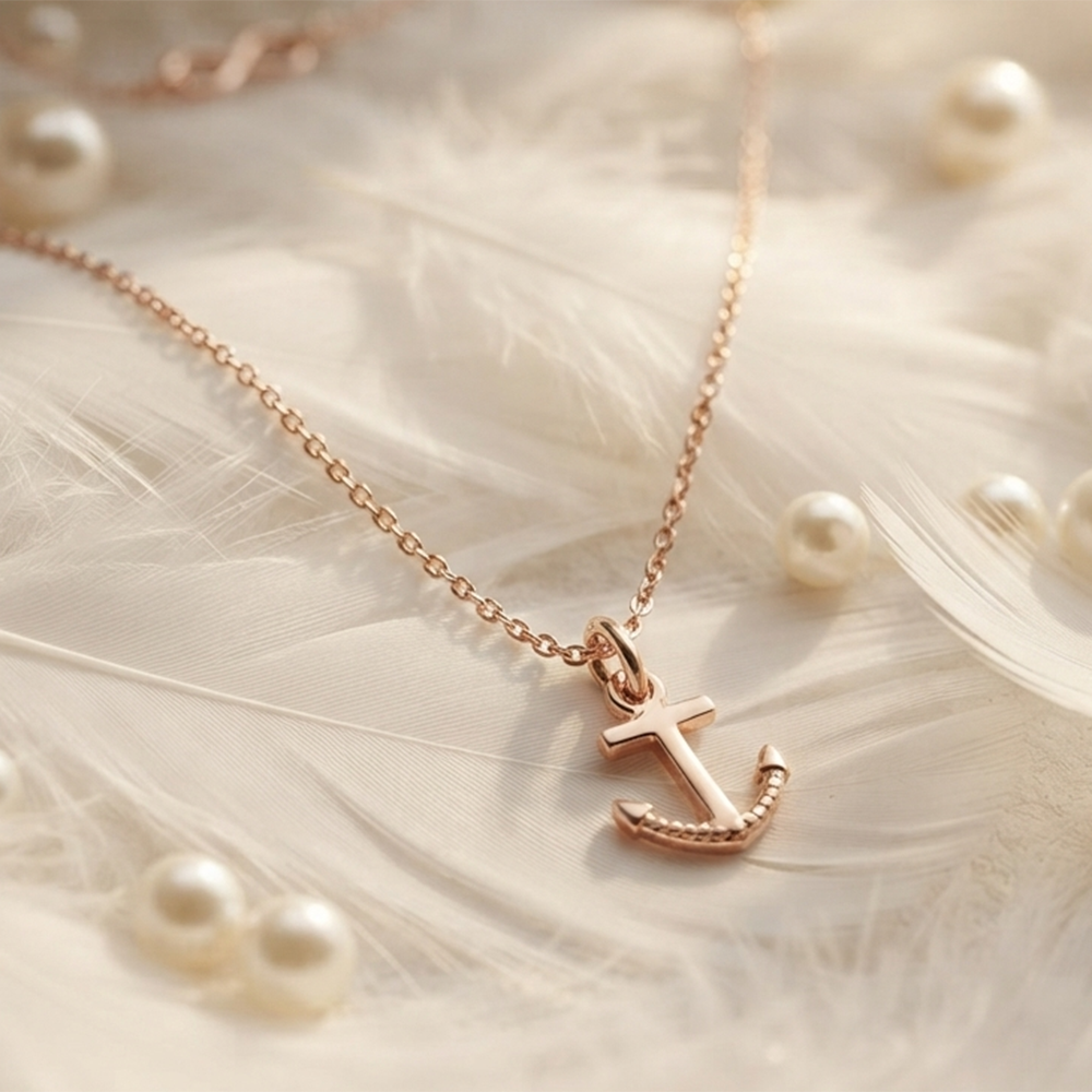 The99Jewel Modern Rose Gold Plated Anchor Shape Chain Pendant for Women