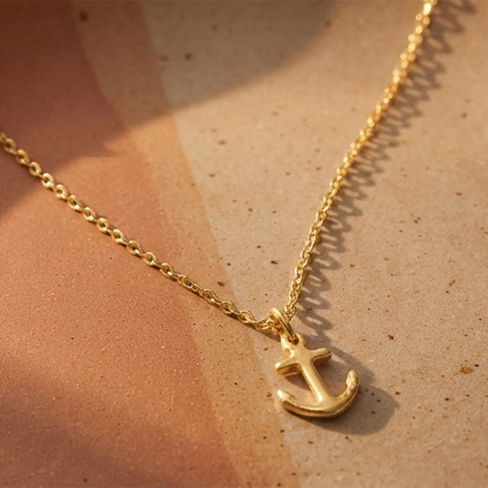 The99Jewel Modern Gold Plated Anchor Shape Chain Pendant for Women 