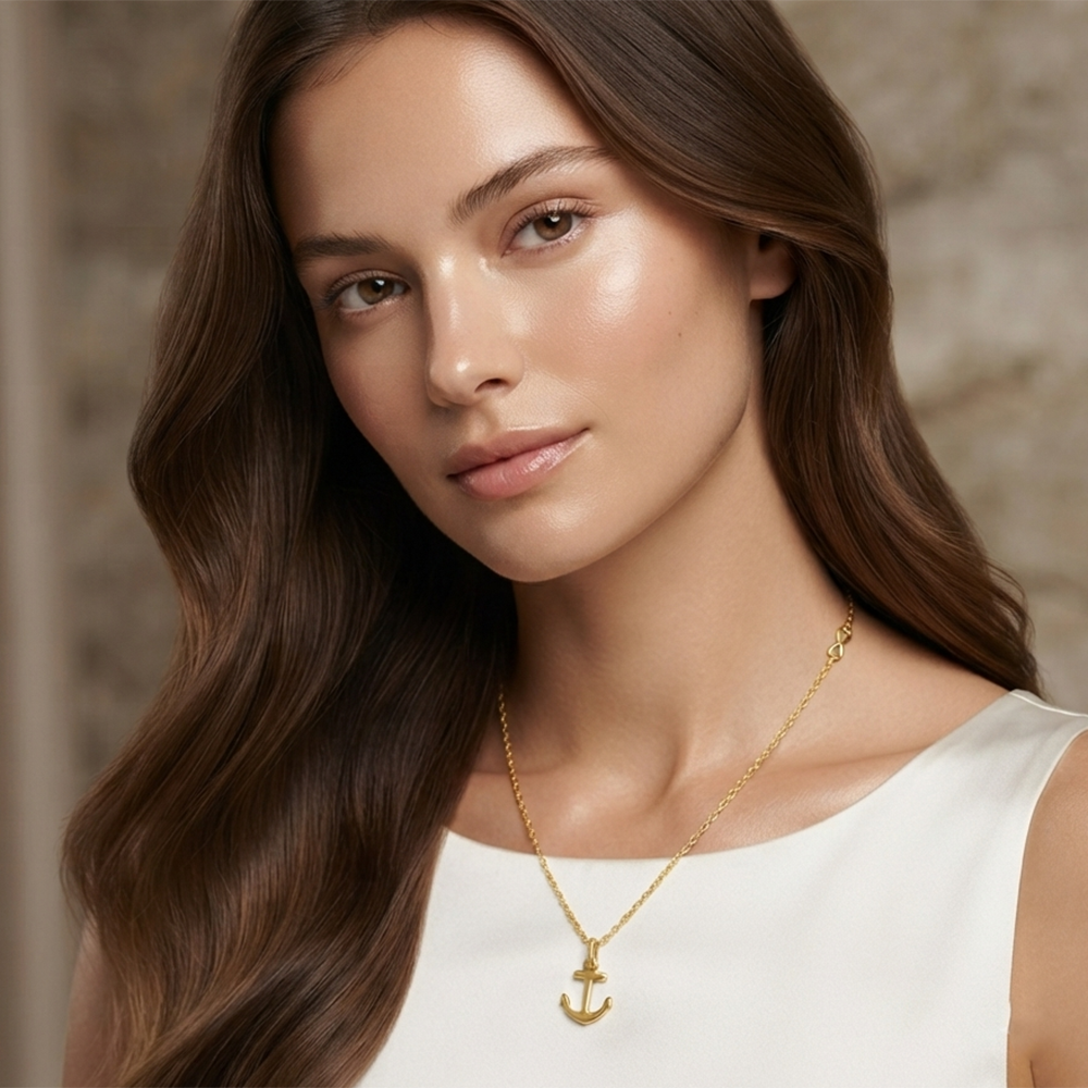 The99Jewel Modern Gold Plated Anchor Shape Chain Pendant for Women