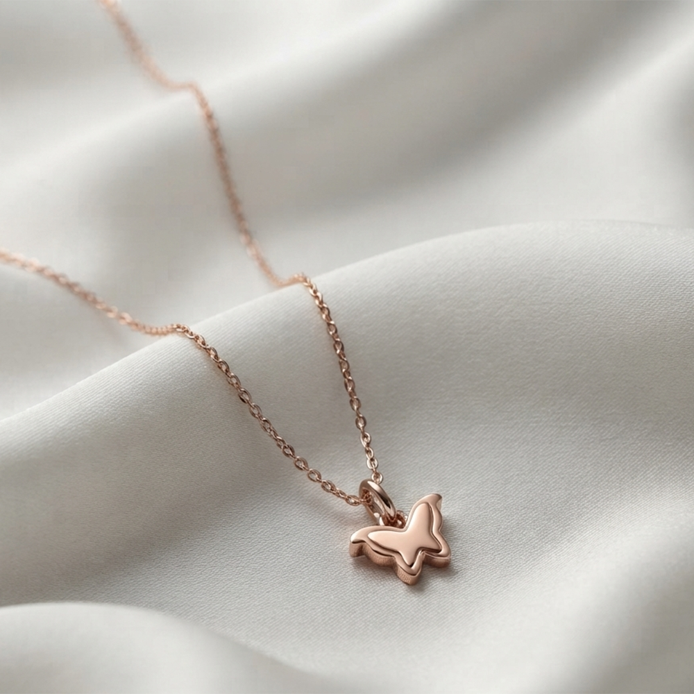 The99Jewel Casual Rose Gold Plated Butterfly Shape Pendant Chain for Women