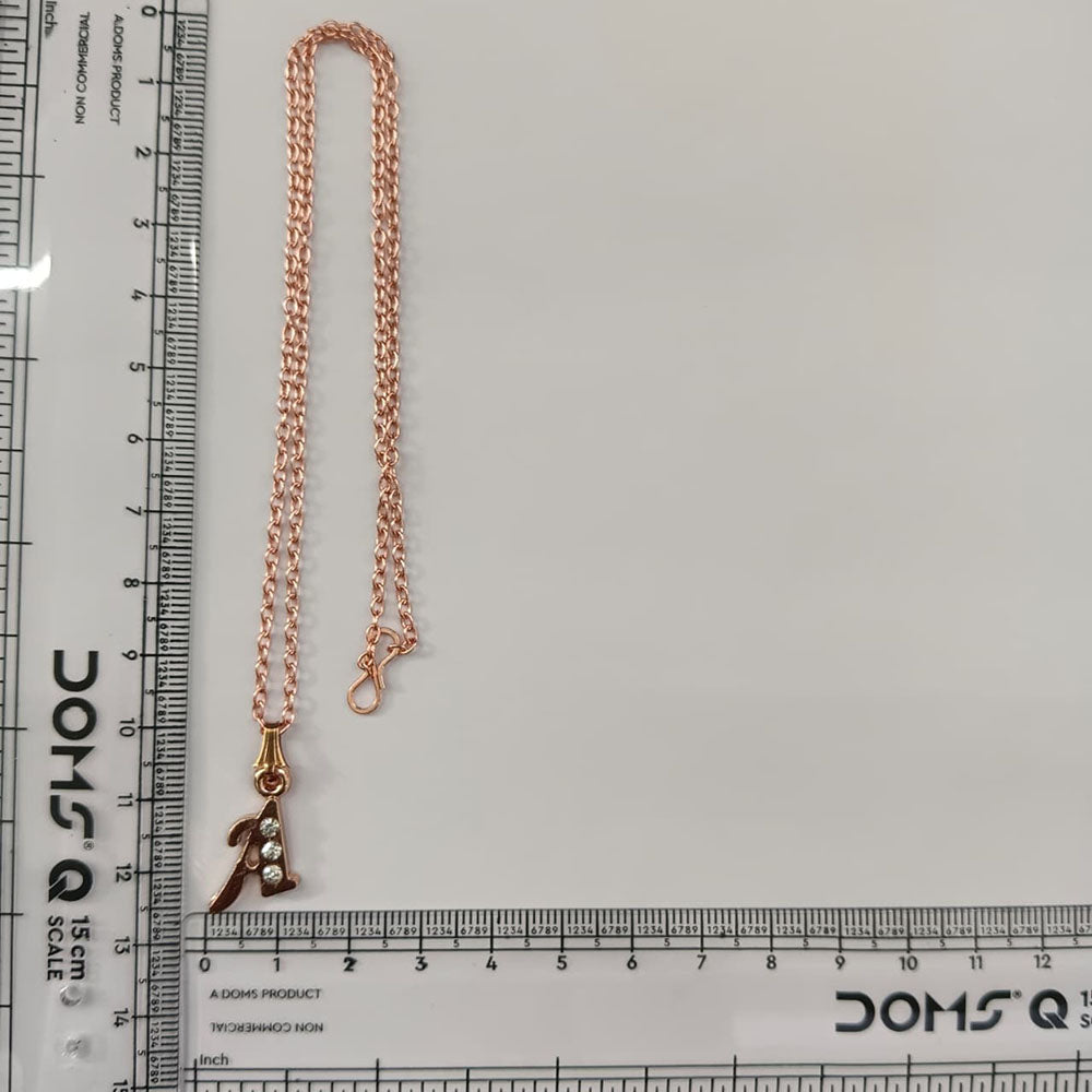 The99Jewel Rose Gold Plated Letter A Initial Chain Pendant with Austrian Stone