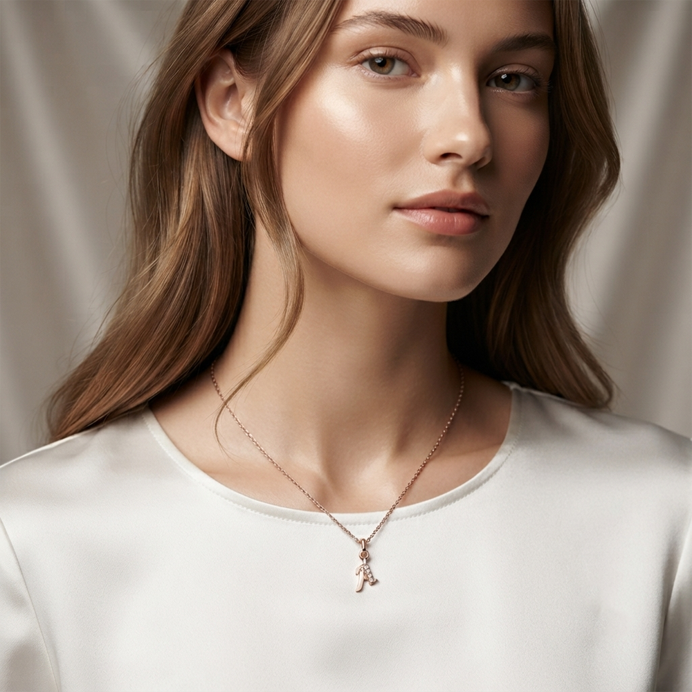 The99Jewel Rose Gold Plated Letter A Initial Chain Pendant with Austrian Stone