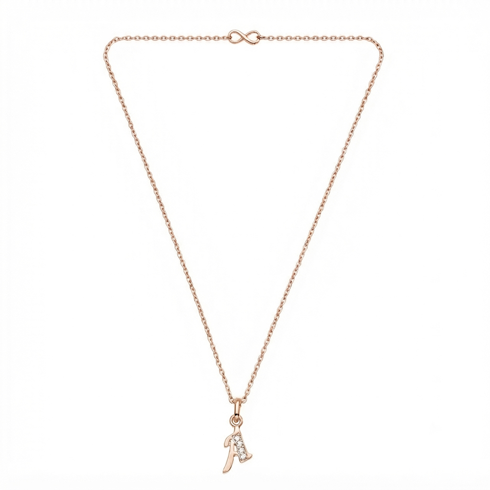 The99Jewel Rose Gold Plated Letter A Initial Chain Pendant with Austrian Stone