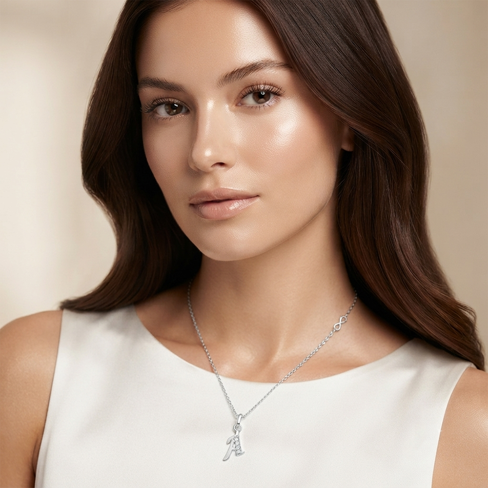 The99Jewel Silver Plated Letter A Initial Chain Pendant with Austrian Stone