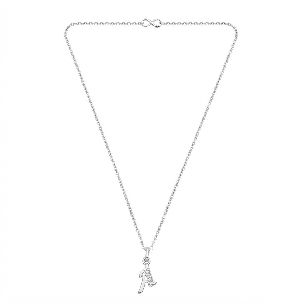 The99Jewel Silver Plated Letter A Initial Chain Pendant with Austrian Stone