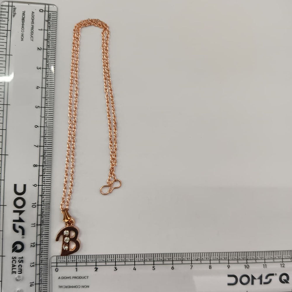 The99Jewel Rose Gold Plated Letter B Initial Chain Pendant with Austrian Stone