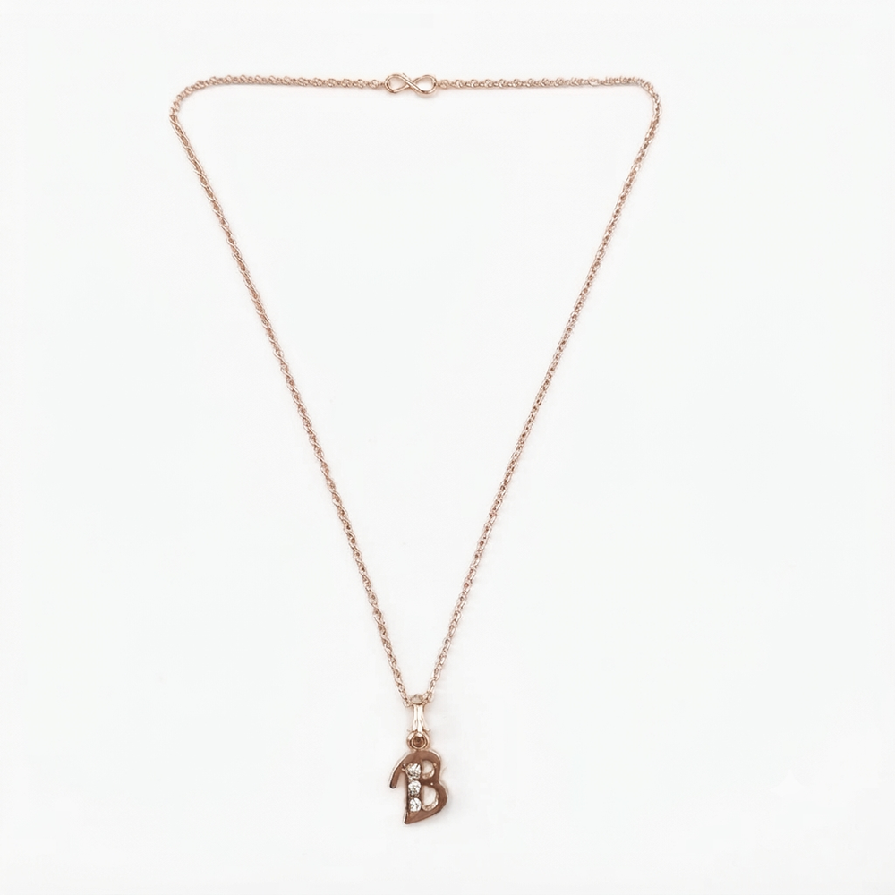 The99Jewel Rose Gold Plated Letter B Initial Chain Pendant with Austrian Stone