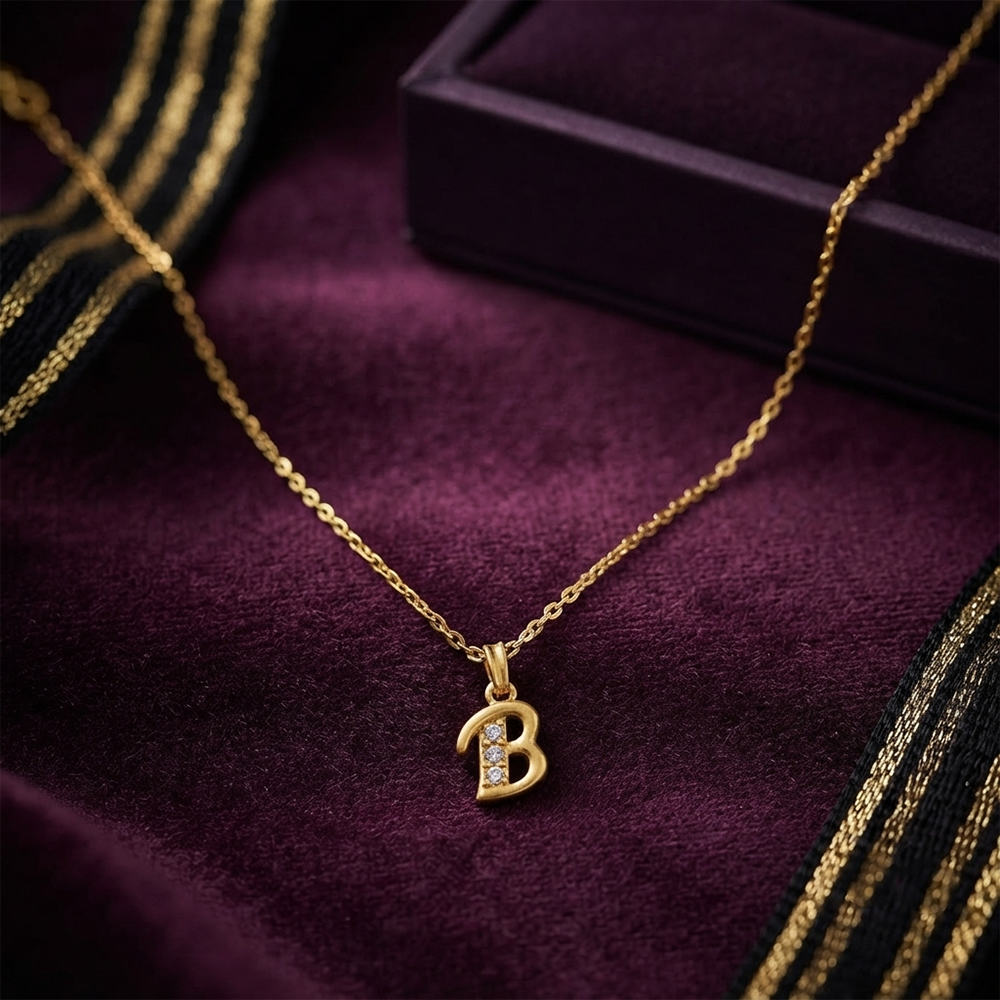 The99Jewel Beautiful Initial B Pendant Chain for Women Trendy Gold Plated Fashion Jewellery
