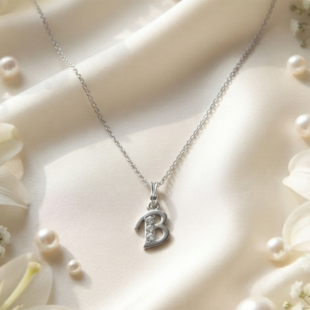 The99Jewel Silver Plated Letter B Initial Chain Pendant with Austrian Stone 