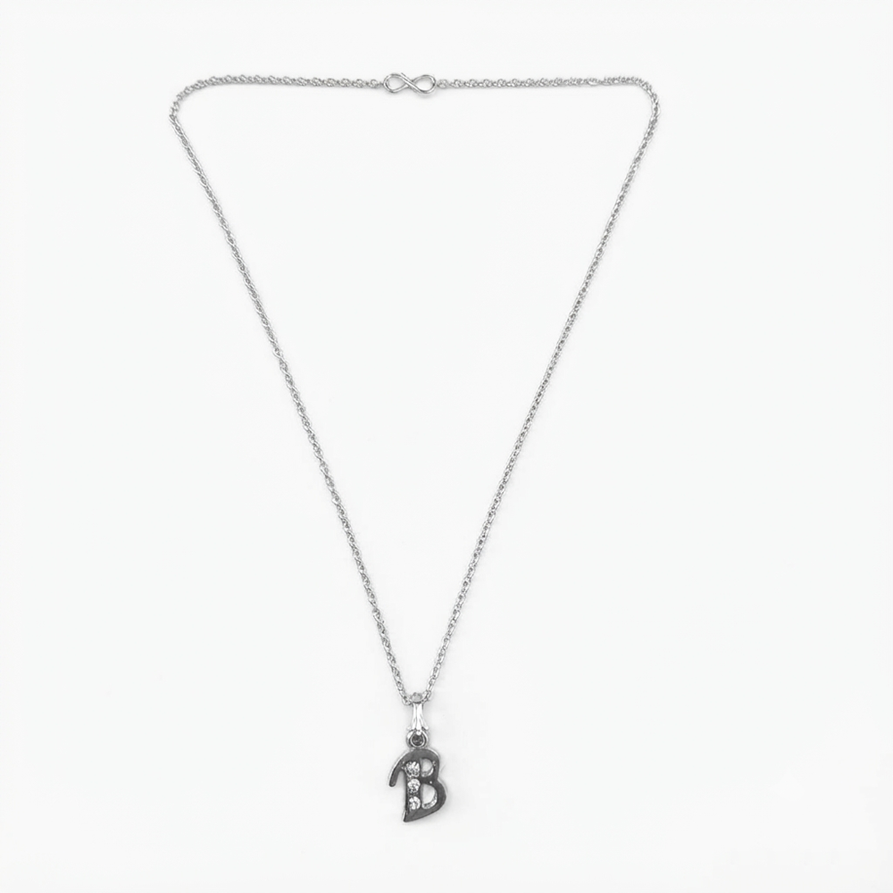 The99Jewel Silver Plated Letter B Initial Chain Pendant with Austrian Stone
