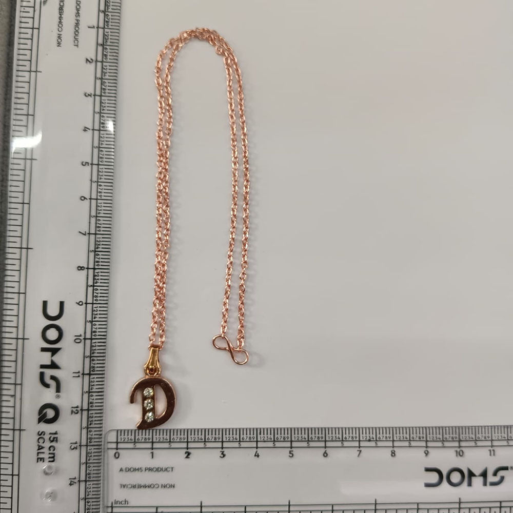 The99Jewel Rose Gold Plated Letter D Initial Chain Pendant with Austrian Stone