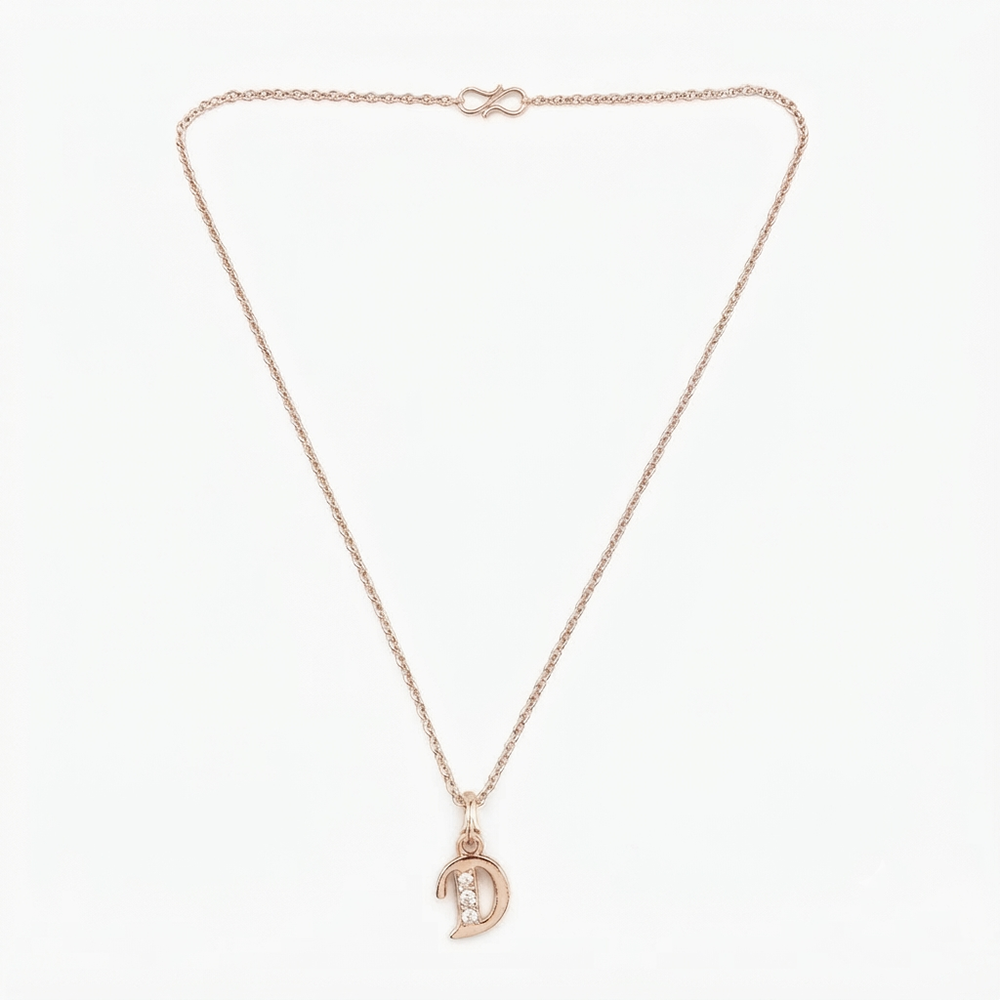 The99Jewel Rose Gold Plated Letter D Initial Chain Pendant with Austrian Stone