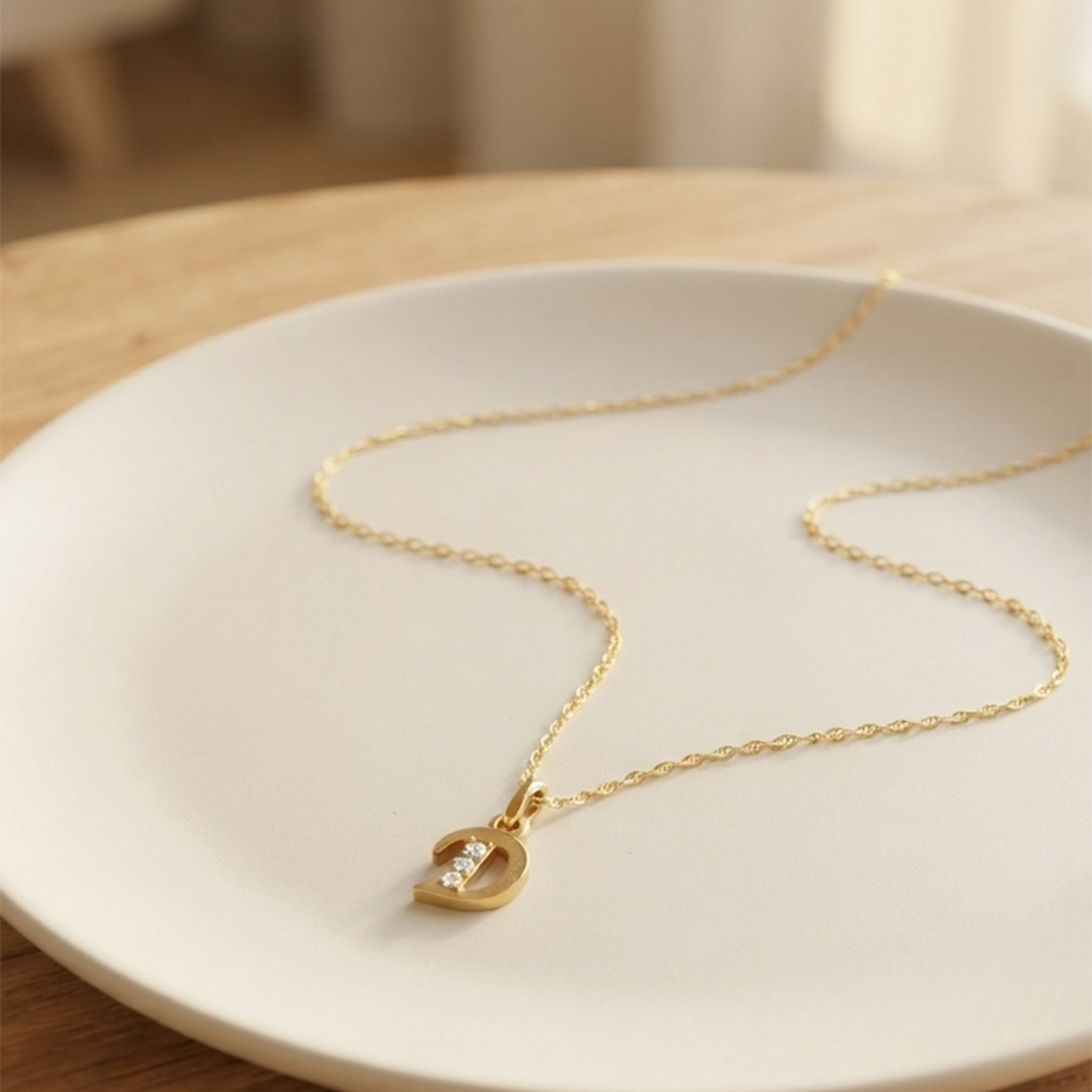 The99Jewel Beautiful Initial D Pendant Chain for Women Trendy Gold Plated Fashion Jewellery