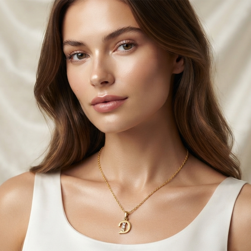 The99Jewel Beautiful Initial D Pendant Chain for Women Trendy Gold Plated Fashion Jewellery