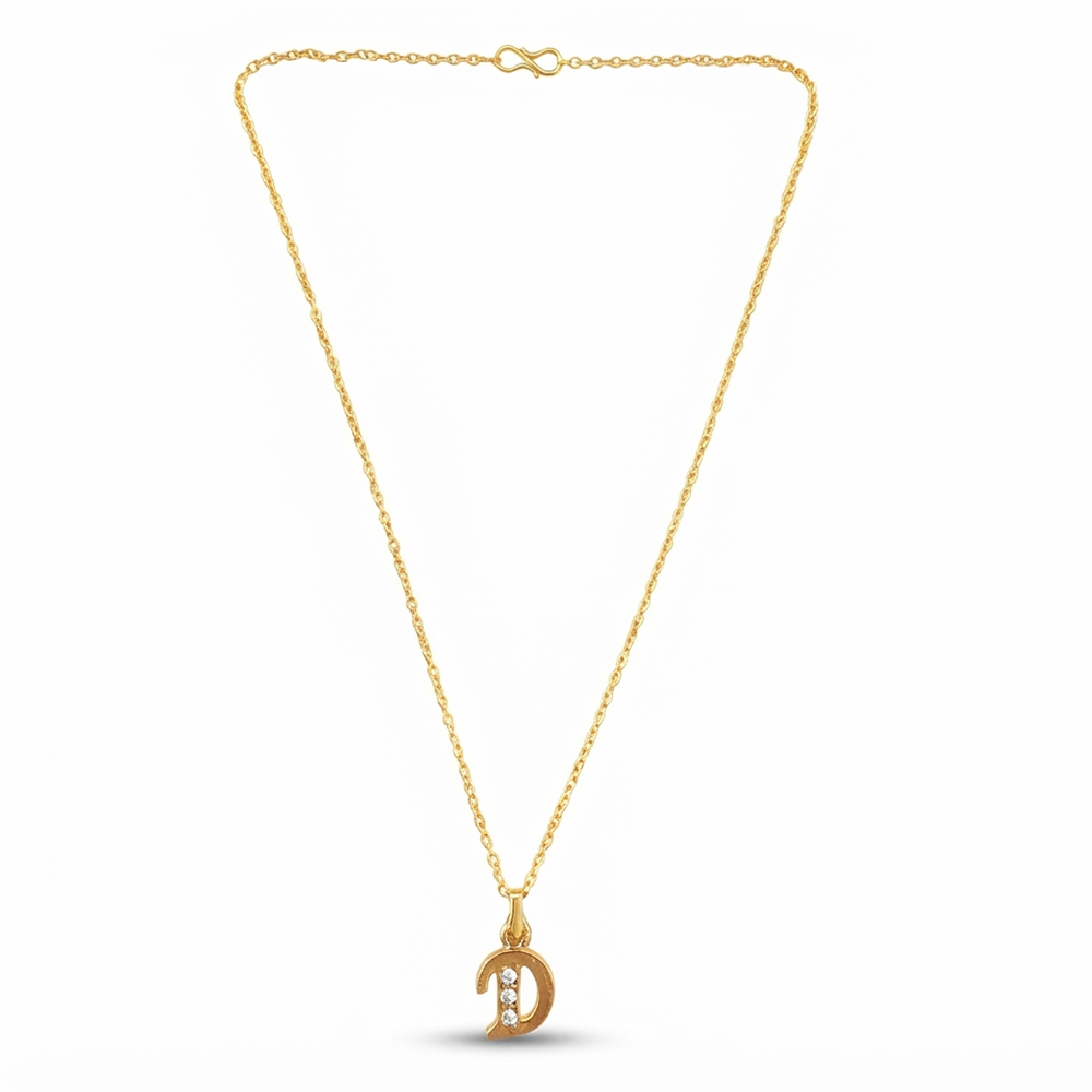 The99Jewel Beautiful Initial D Pendant Chain for Women Trendy Gold Plated Fashion Jewellery