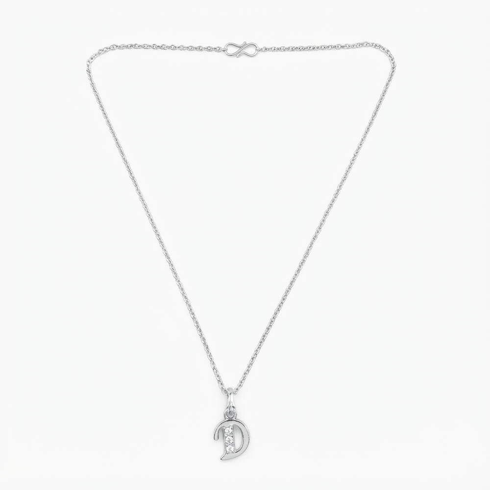 The99Jewel Silver Plated Letter D Initial Chain Pendant with Austrian Stone