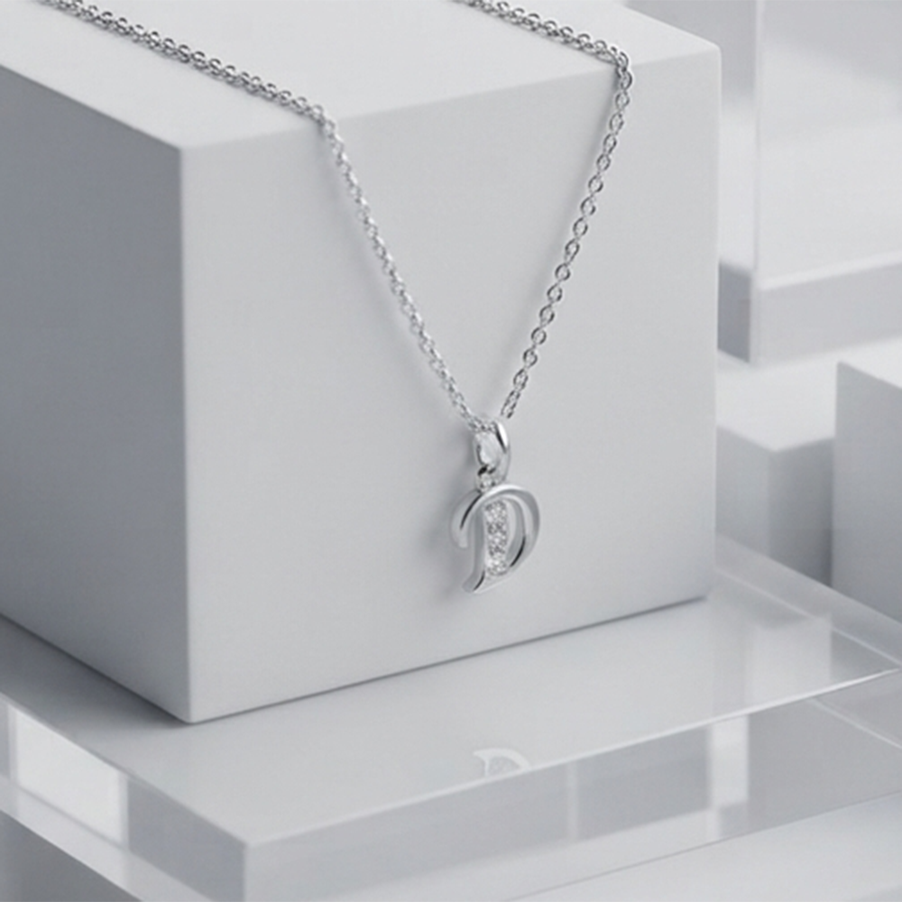 The99Jewel Silver Plated Letter D Initial Chain Pendant with Austrian Stone 