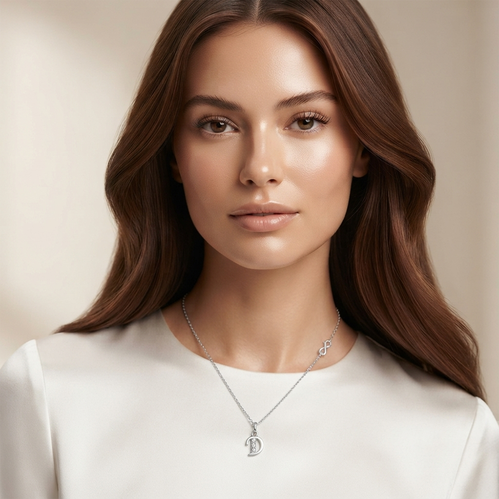 The99Jewel Silver Plated Letter D Initial Chain Pendant with Austrian Stone