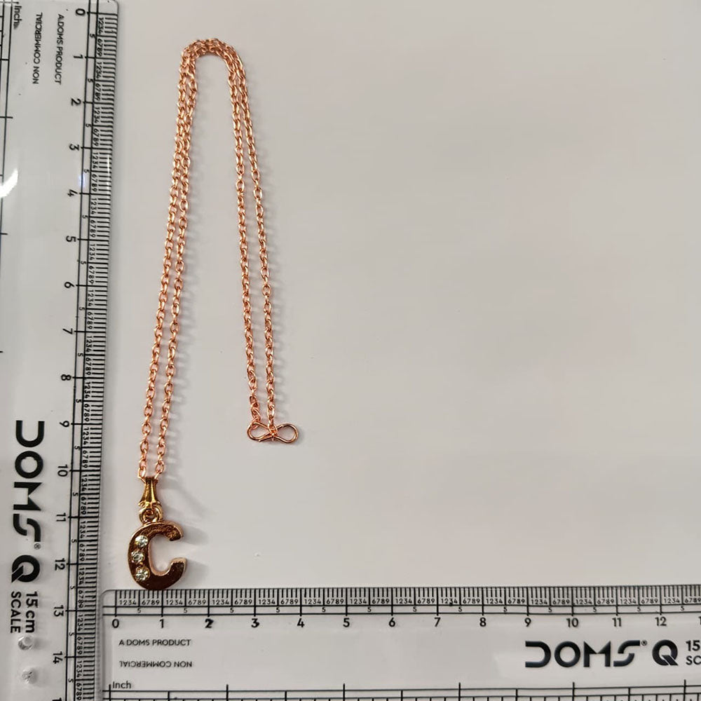 The99Jewel Rose Gold Plated Letter C Initial Chain Pendant with Austrian Stone