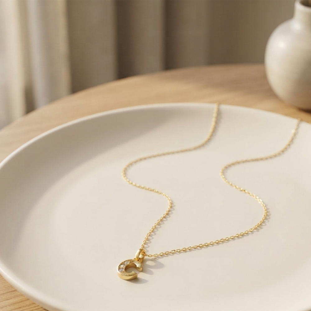 The99Jewel Beautiful Initial C Pendant Chain for Women Trendy Gold Plated Fashion Jewellery