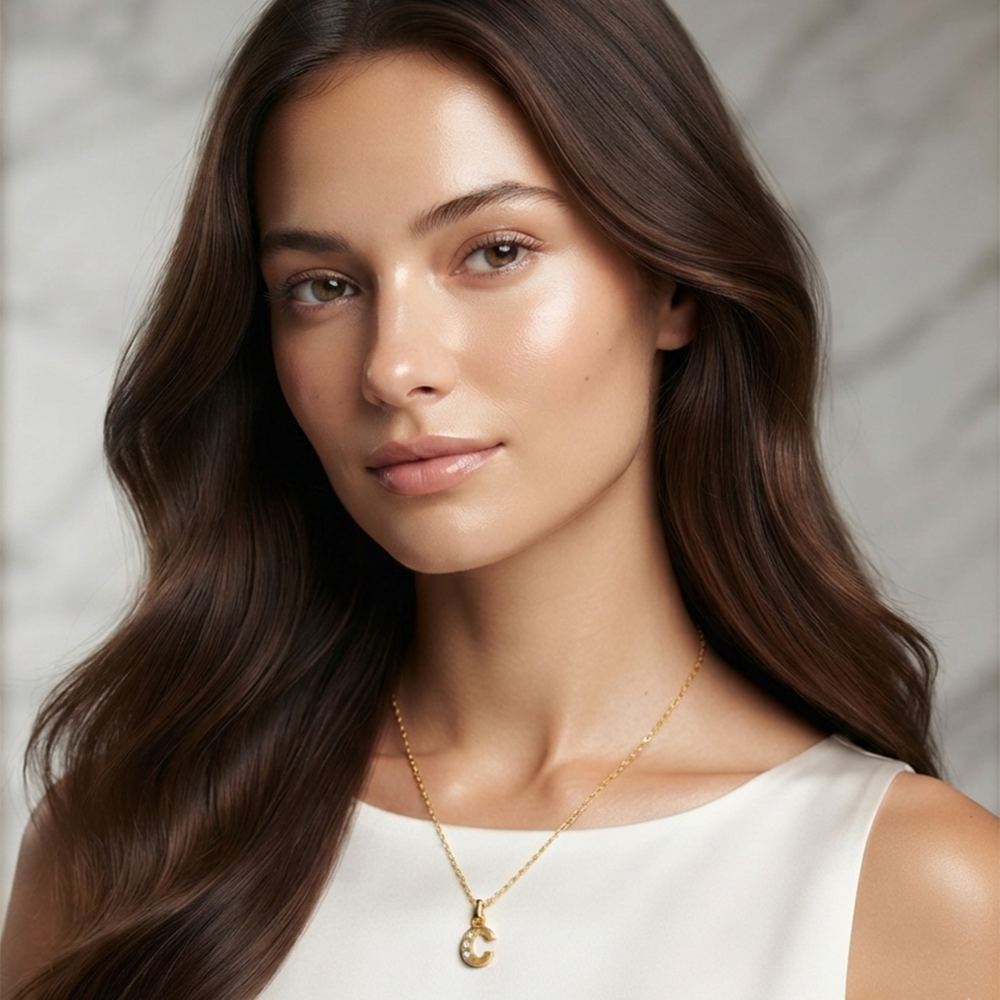 The99Jewel Beautiful Initial C Pendant Chain for Women Trendy Gold Plated Fashion Jewellery