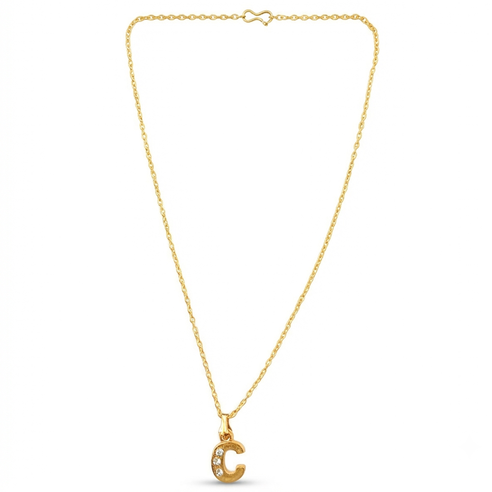 The99Jewel Beautiful Initial C Pendant Chain for Women Trendy Gold Plated Fashion Jewellery
