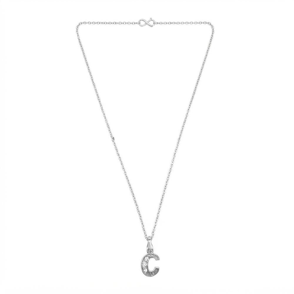 The99Jewel Silver Plated Letter C Initial Chain Pendant with Austrian Stone