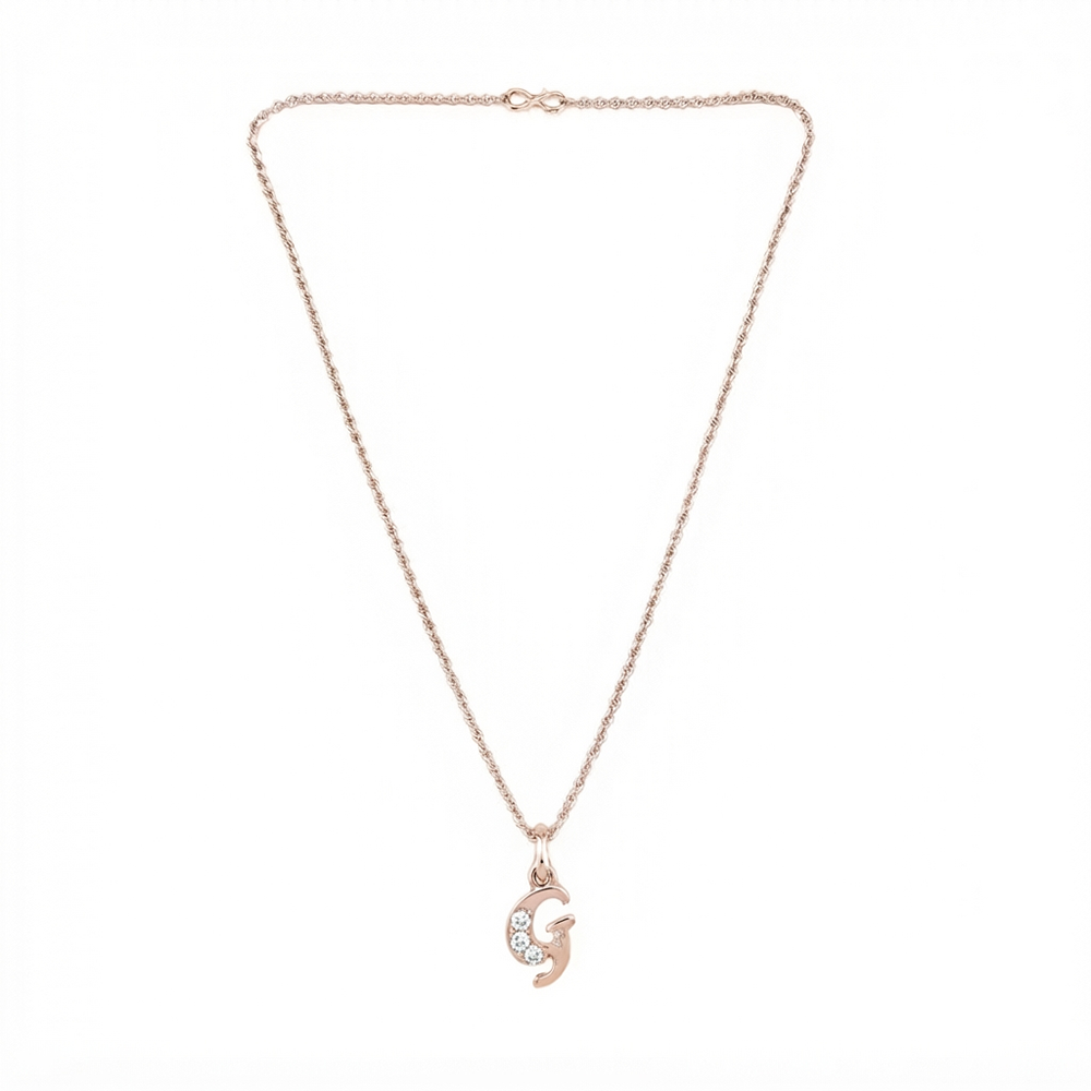 The99Jewel Rose Gold Plated Letter G Initial Chain Pendant with Austrian Stone