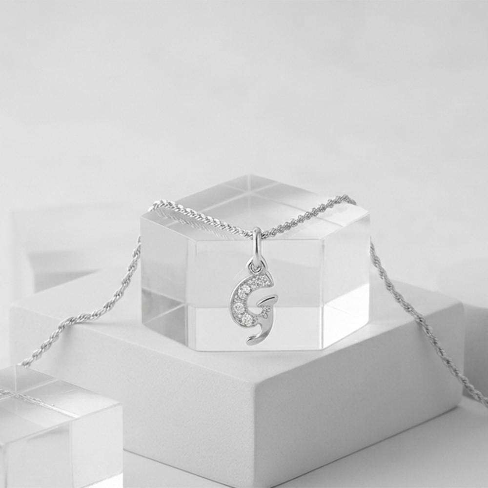 The99Jewel Silver Plated Letter G Initial Chain Pendant with Austrian Stone 