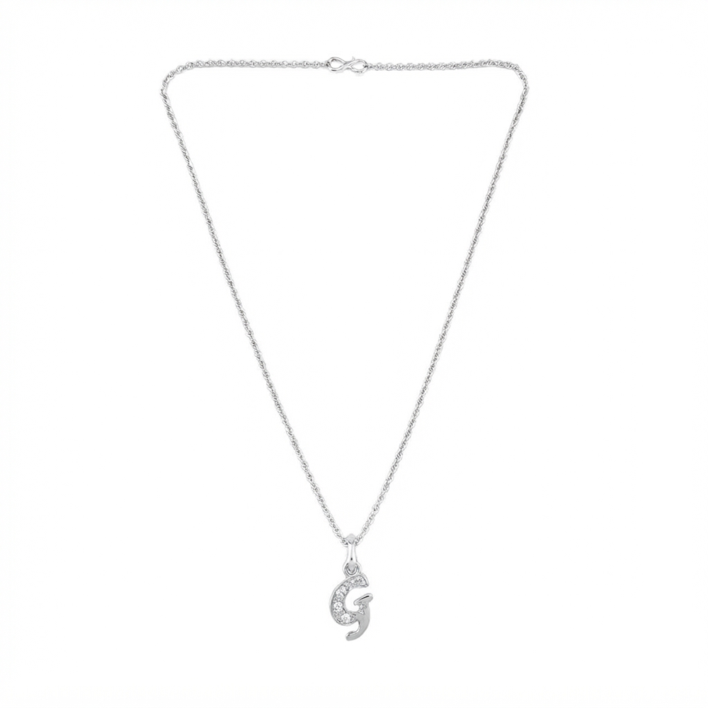 The99Jewel Silver Plated Letter G Initial Chain Pendant with Austrian Stone