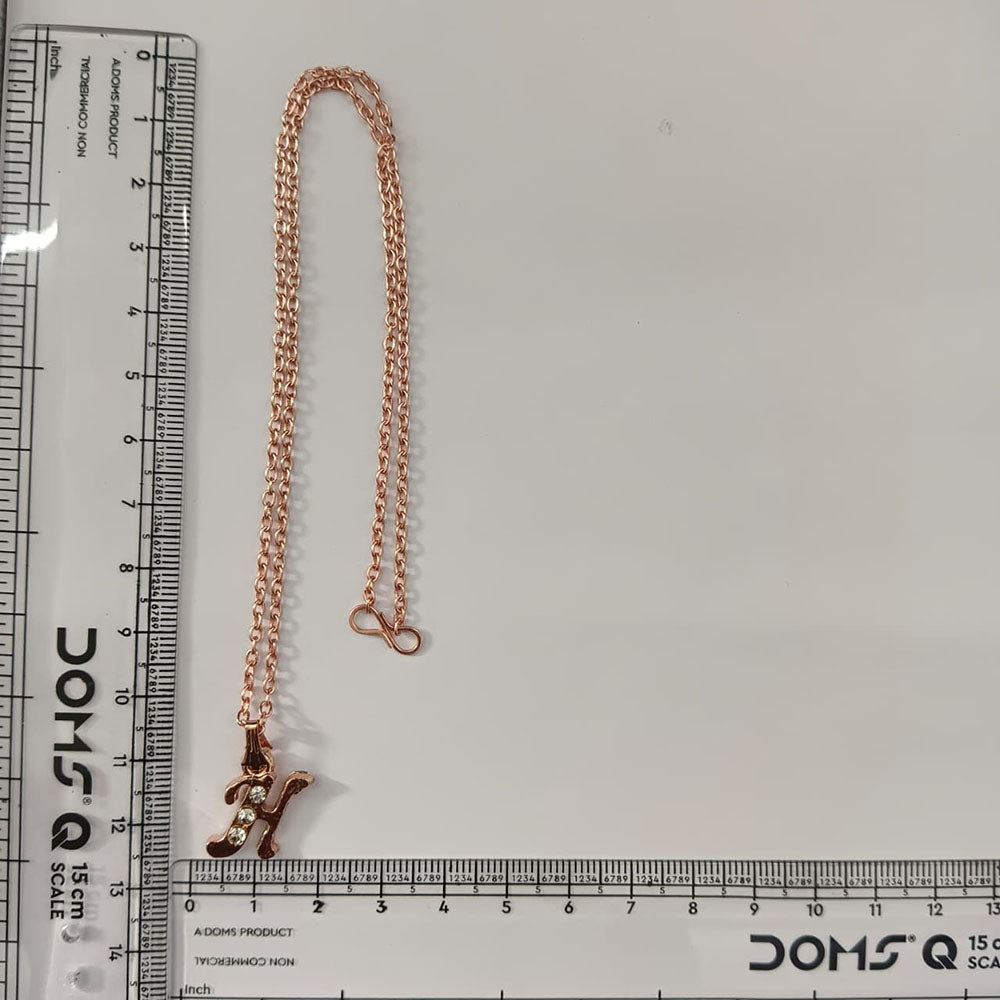 The99Jewel Rose Gold Plated Letter H Initial Chain Pendant with Austrian Stone