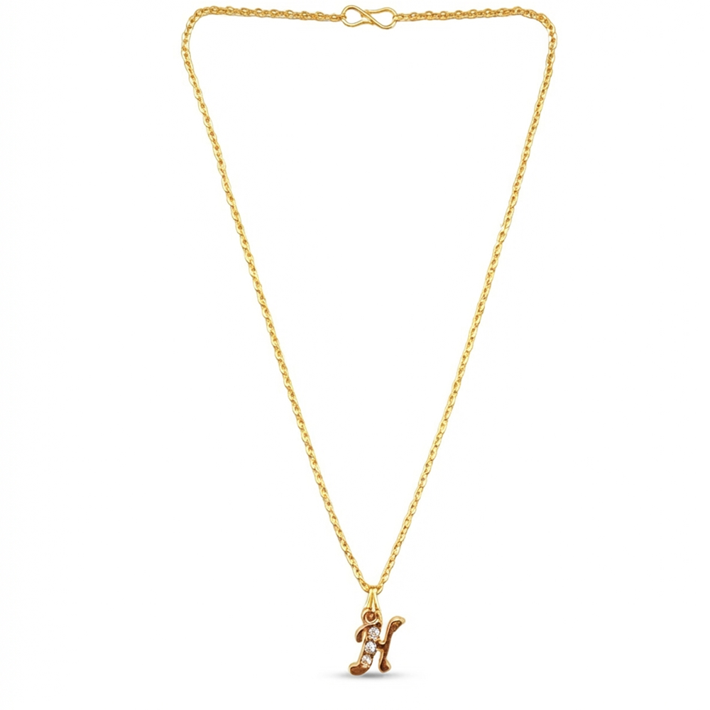 The99Jewel Beautiful Initial H Pendant Chain for Women Trendy Gold Plated Fashion Jewellery