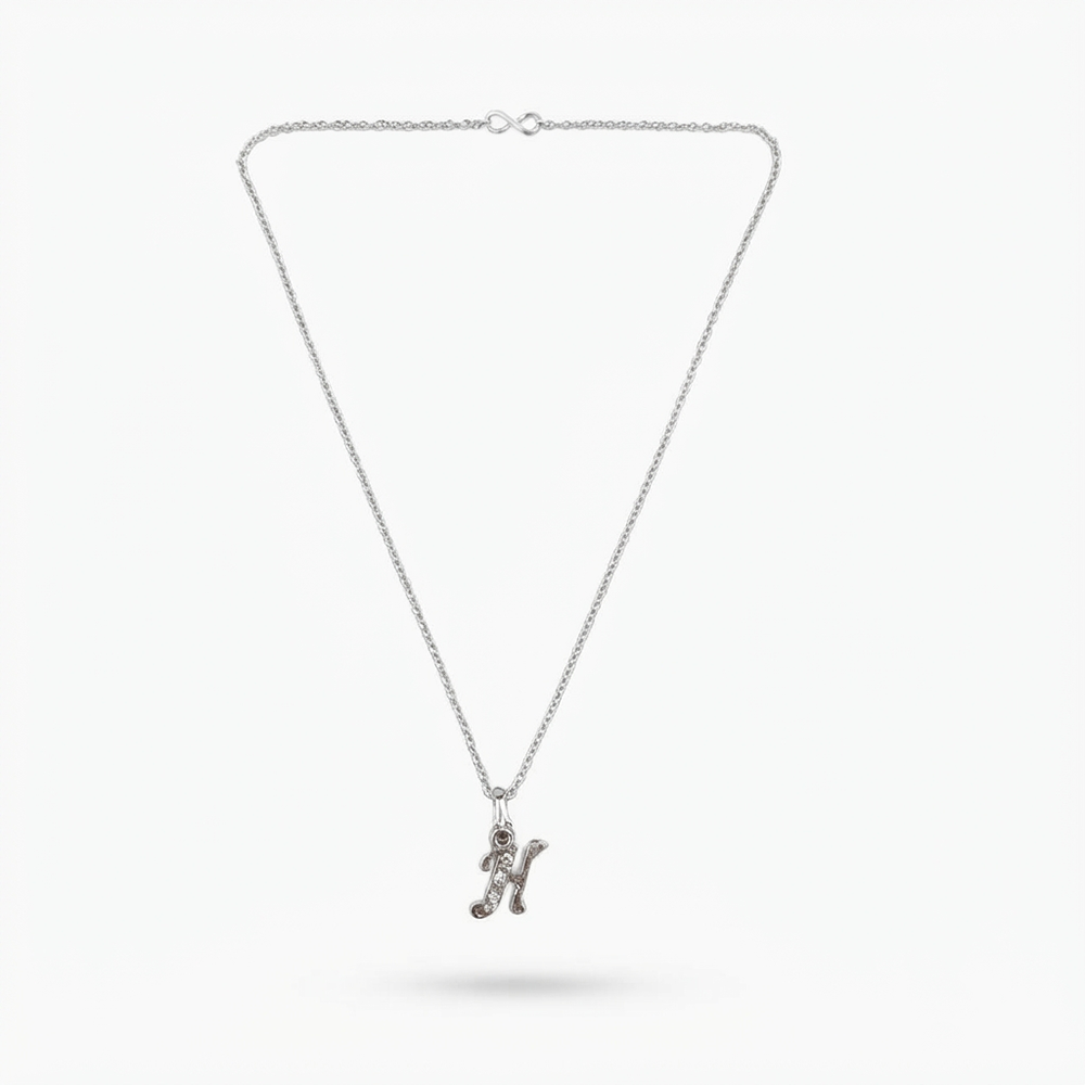 The99Jewel Silver Plated Letter H Initial Chain Pendant with Austrian Stone