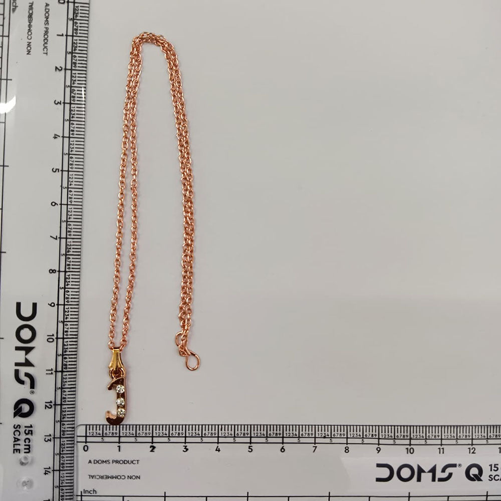 The99Jewel Rose Gold Plated Letter J Initial Chain Pendant with Austrian Stone