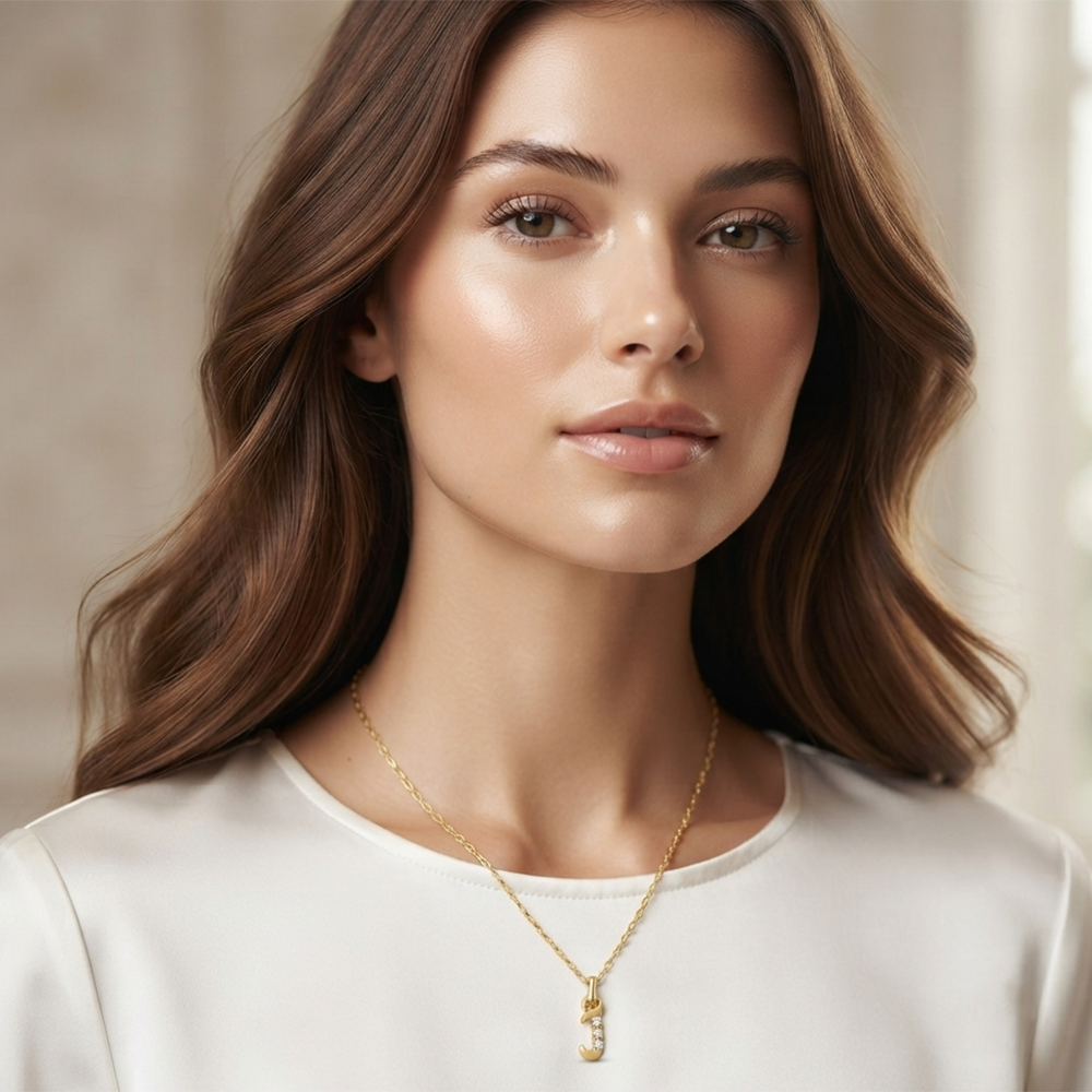 The99Jewel Beautiful Initial J Pendant Chain for Women Trendy Gold Plated Fashion Jewellery