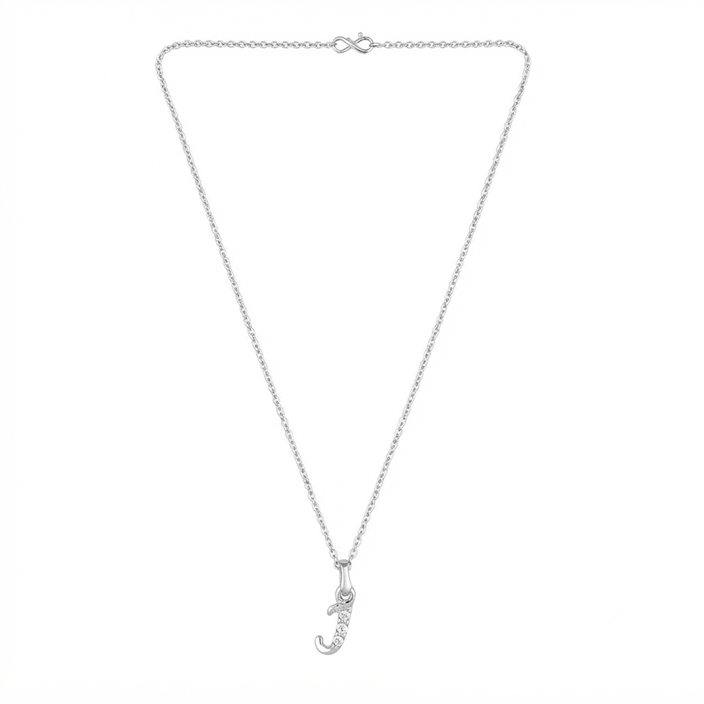 The99Jewel Silver Plated Letter J Initial Chain Pendant with Austrian Stone