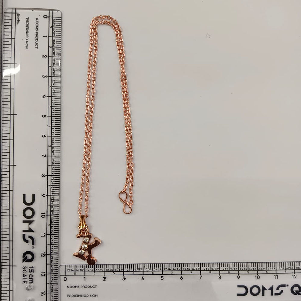 The99Jewel Rose Gold Plated Letter K Initial Chain Pendant with Austrian Stone