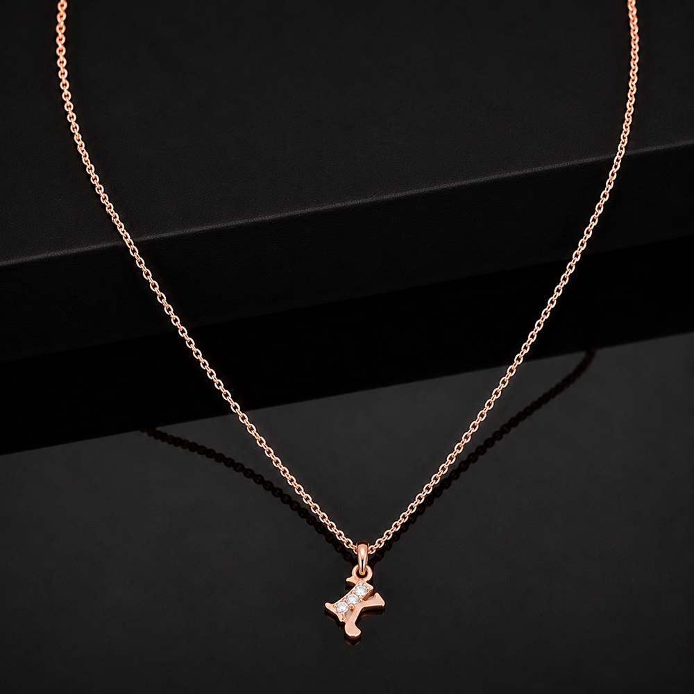 The99Jewel Rose Gold Plated Letter K Initial Chain Pendant with Austrian Stone 