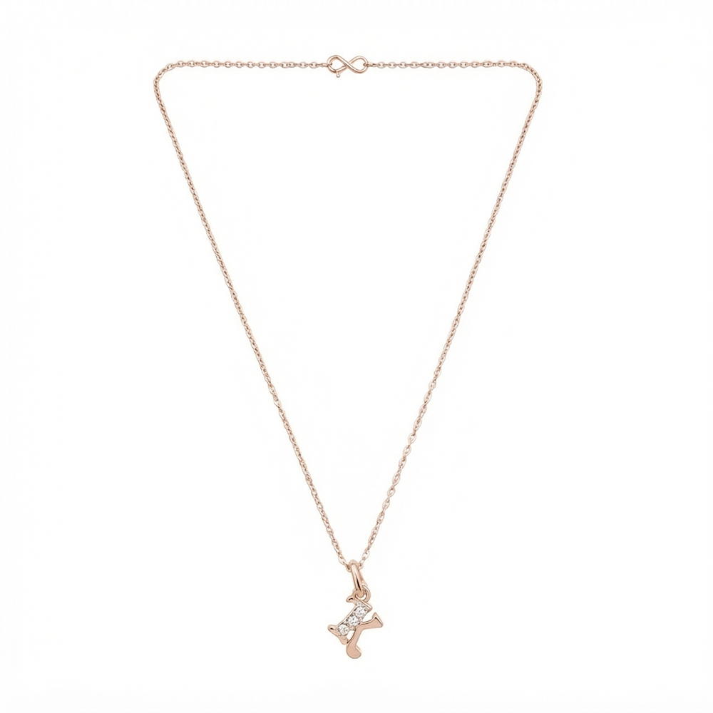 The99Jewel Rose Gold Plated Letter K Initial Chain Pendant with Austrian Stone