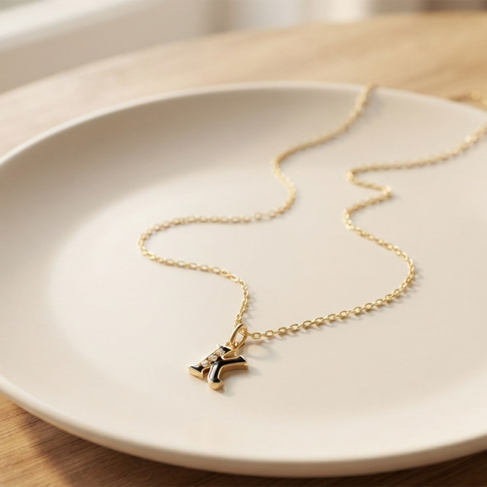The99Jewel Beautiful Initial K Pendant Chain for Women Trendy Gold Plated Fashion Jewellery